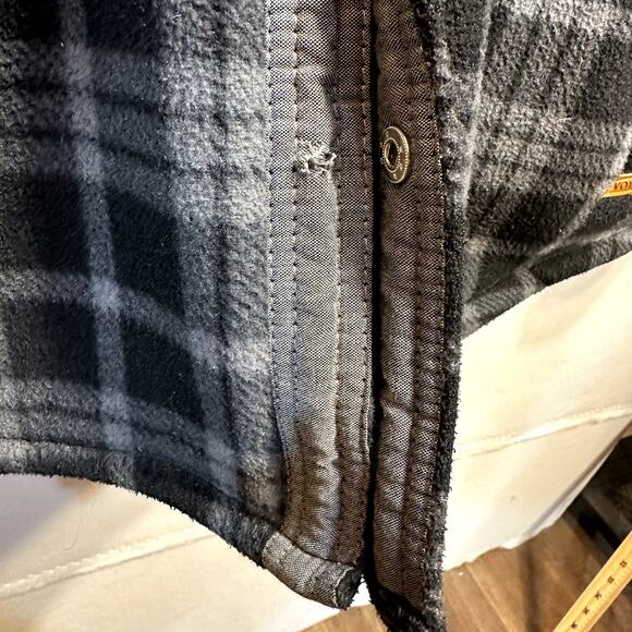 Voyager Remote Fleece Shirt Jacket Mens L Shacket Button Down Blue Plaid Heavy - Picture 7 of 8